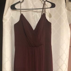 Burgundy David’s Bridal Bridesmaid Dress
